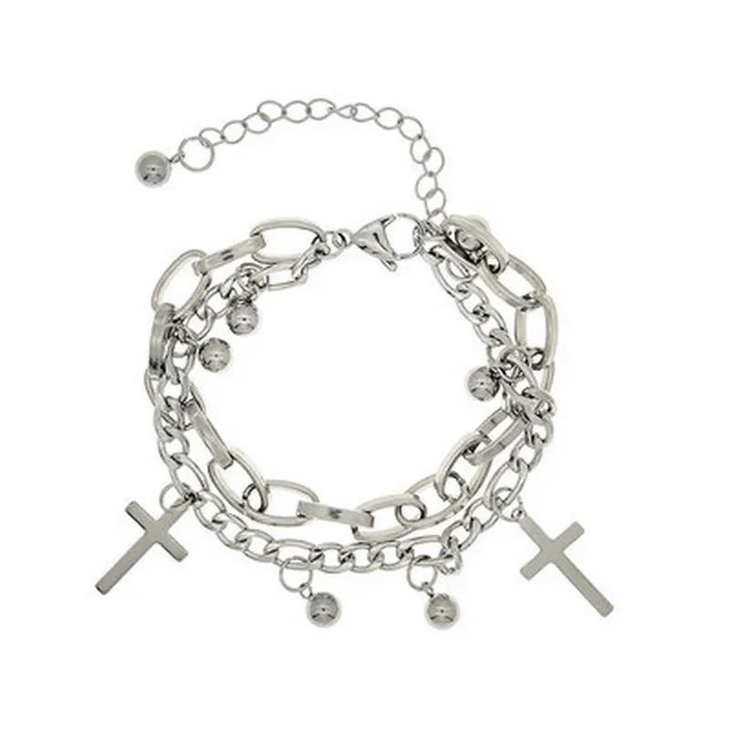 Gothic Hip Hop Metal Cross Pendant Charm Bracelet - Image 6