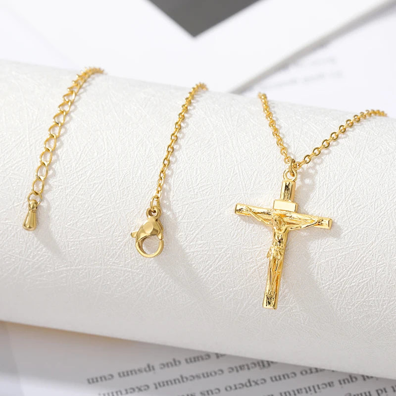 Classic Stainless Steel Cross Necklace – Christian Prayer Jewelry for Men & Women - Image 2
