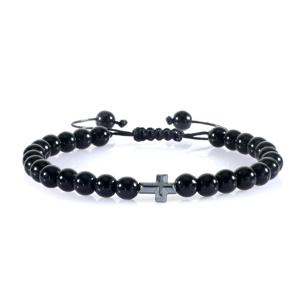 6mm Natural Stone Beads Braided Cross Bracelet – Christian Prayer Jewelry for Men & Women - Image 13