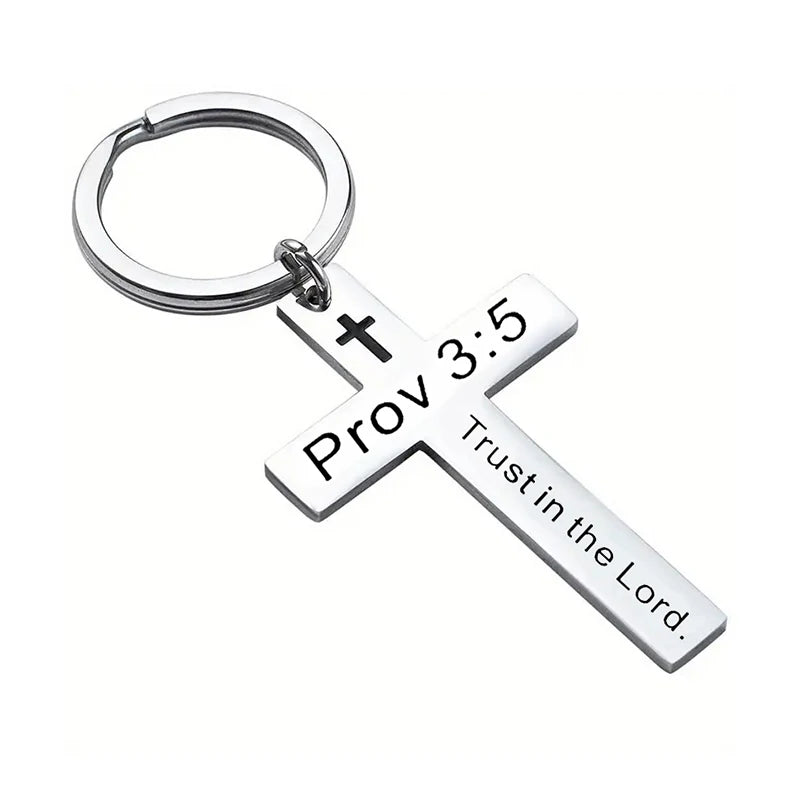 Christian Bible Verse Cross Pendant Keychain - Image 8
