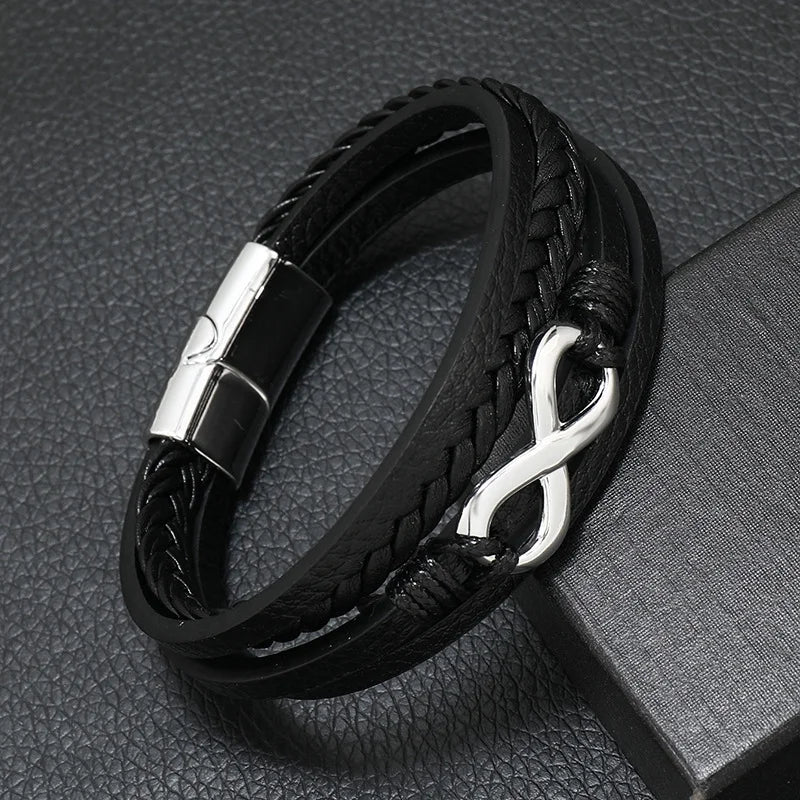 Men’s Musical Symbol Leather Bracelet – Vintage Multi-Layer Wristwear - Image 24