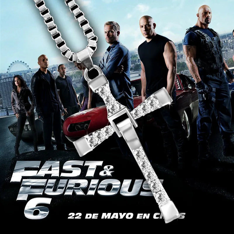 Dominic Toretto “The Fast and The Furious” Vin Diesel Inspired Crystal Jesus Cross Pendant Necklace