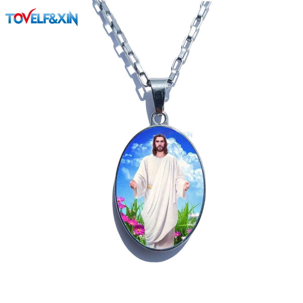 Jesus & Maria Double-Sided Pendant Necklace – Stainless Steel Christian Jewelry Gift - Image 16