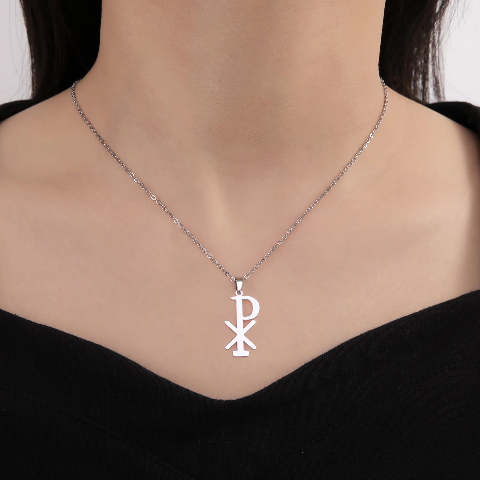 Chi Rho Necklace – Stainless Steel Christian Pendant for Men & Women - Image 4