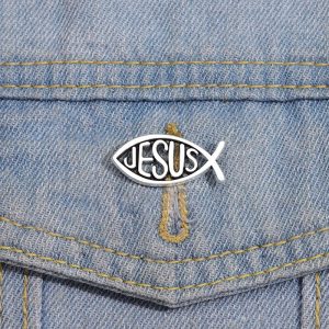 Jesus Fish Enamel Pin – Christian Brooch for Hats, Clothes, Backpacks & More