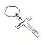 Christian Bible Verse Cross Pendant Keychain