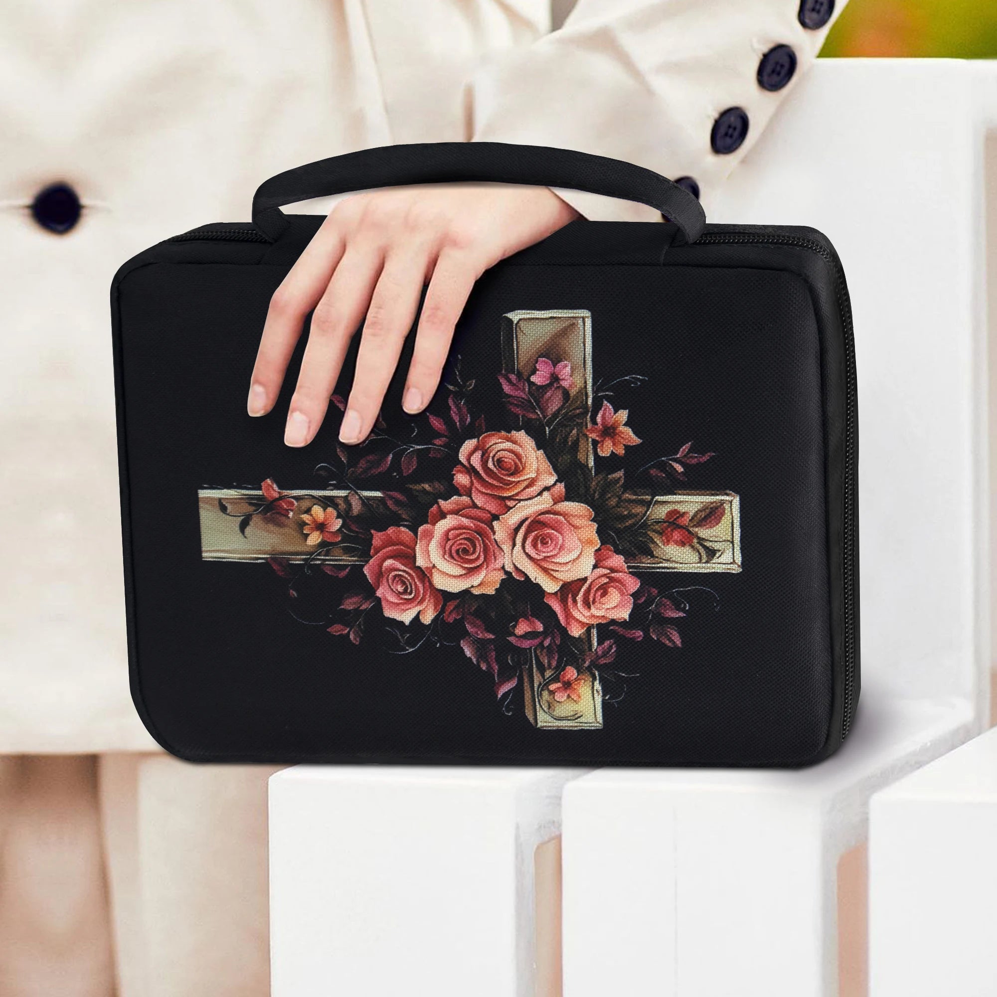 Floral Bible Cover with Handle & Pocket - Image 6