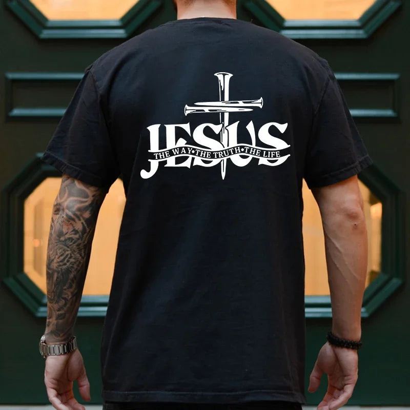 Jesus Christ Back Print T-Shirt – Oversized Christian Streetwear for Men - Image 8