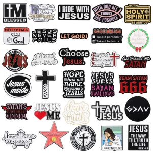 Jesus Enamel Pins – Christ Cartoon Brooches & Lapel Badges for Backpack, Collar & Gifts