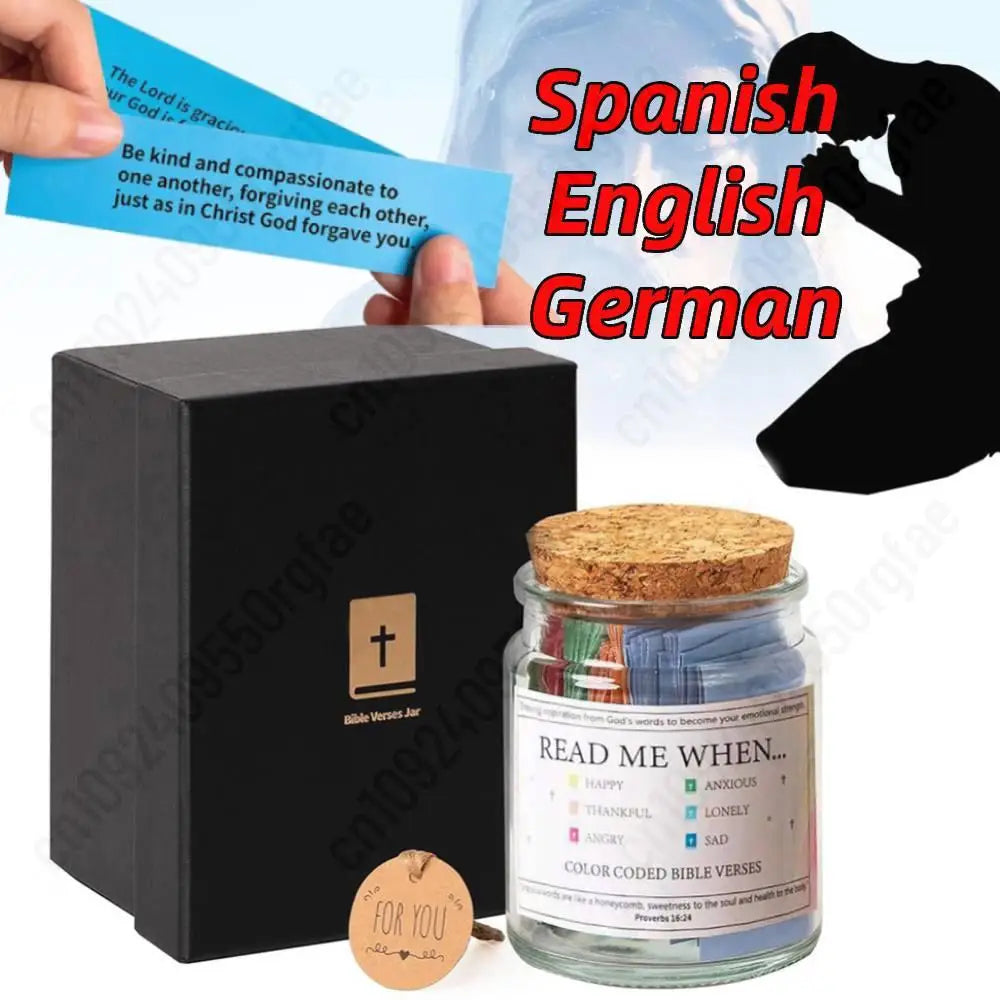 Bible Verse Jar – Spanish & English Scripture Jar for Prayer, Hope & Christian Gifts
