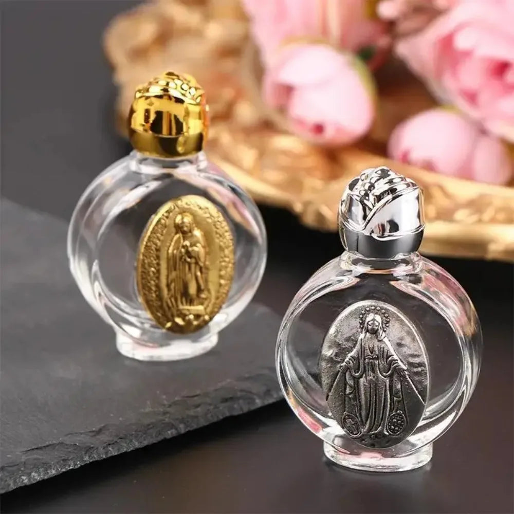 Holy Water Bottle – Jesus & Virgin Mary Religious Cross Sculpture Bottle - Image 3