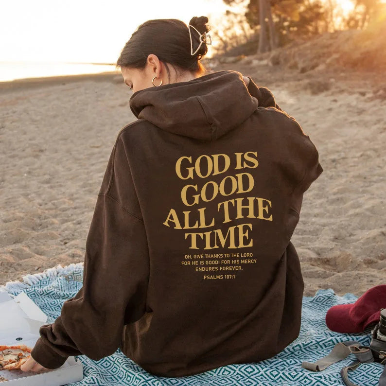 God Is Good All The Time – Christian Hooded Sweatshirt for Women - Image 4