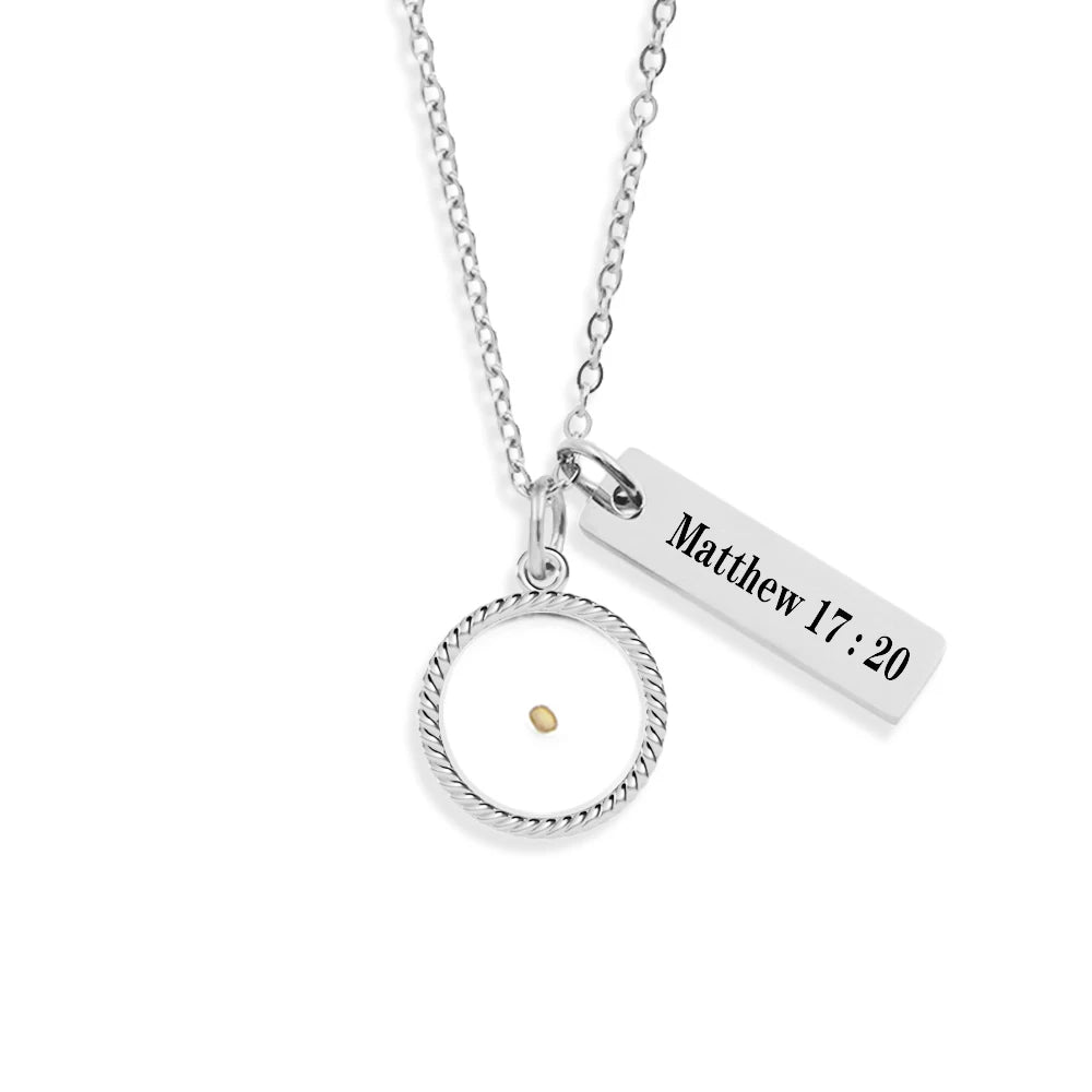 Matthew 17:20 Mustard Seed Pendant Necklace – Stainless Steel Christian Inspirational Jewelry - Image 6