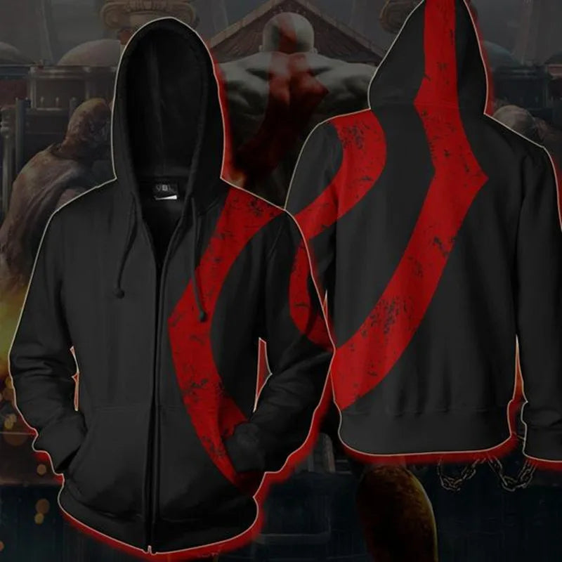 God of War Kratos 3D Print Hoodie – Pullover/Zipper Cosplay Sweatshirt for Gamers - Image 2