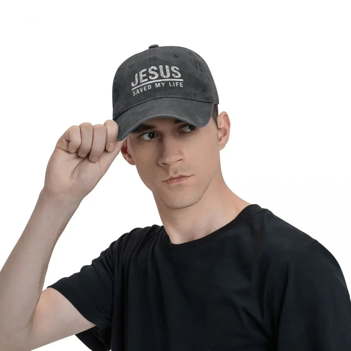 New Casual Washed Cotton Jesus Saved My Life Baseball Cap - Image 5