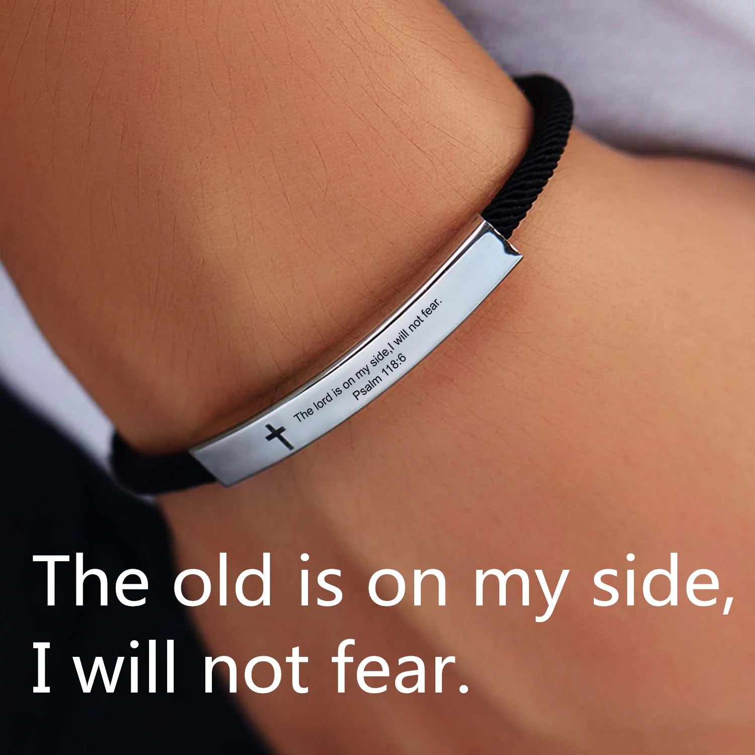 Cross Jesus Scripture Quote Bracelet – Engraved Bible Verse Stainless Steel Wristband - Image 5