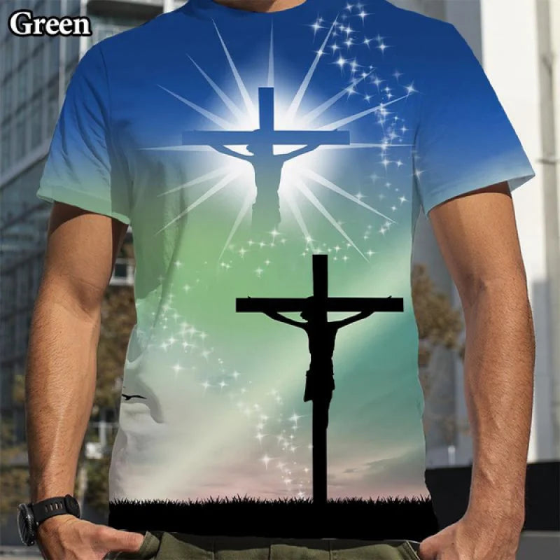 Christian Cross Jesus 3D Printed T-Shirt – Casual Faith Tee for Men & Women - Image 2