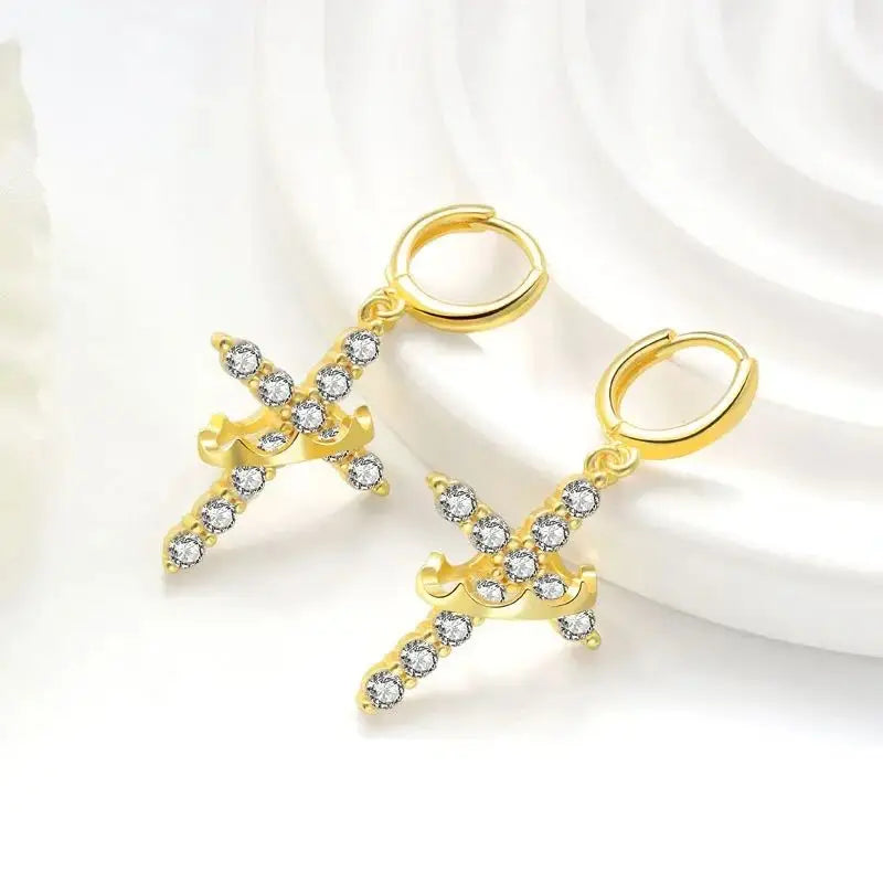 Luxury Rotatable Crown Zircon Cross Choker Necklace & Earrings Set – Christian Jewelry for Women - Image 11