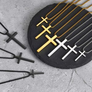 Classic Men's Cross Pendant Necklace – Waterproof Stainless Steel Christian Jewelry