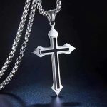 Minimalist Black Oil Drop Cross Necklace – Silver Color Stainless Steel Chain, Unisex Hip-Hop Punk Jewelry