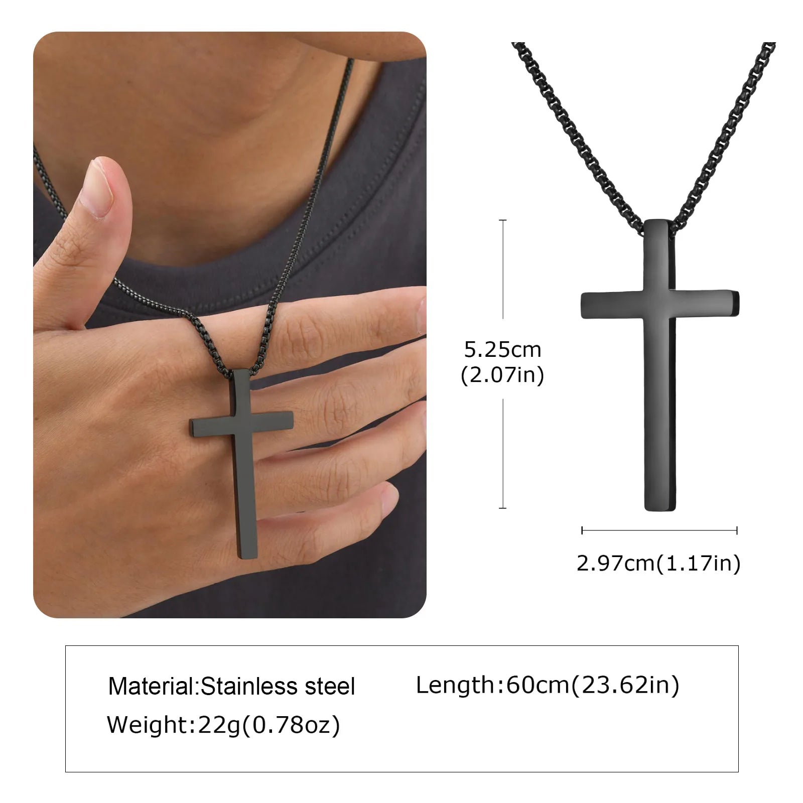 Classic Men's Cross Pendant Necklace – Waterproof Stainless Steel Christian Jewelry - Image 11