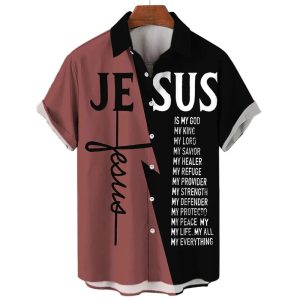 God Jesus 3D Printed Lapel Shirt – Templar Graphic Streetwear for Men