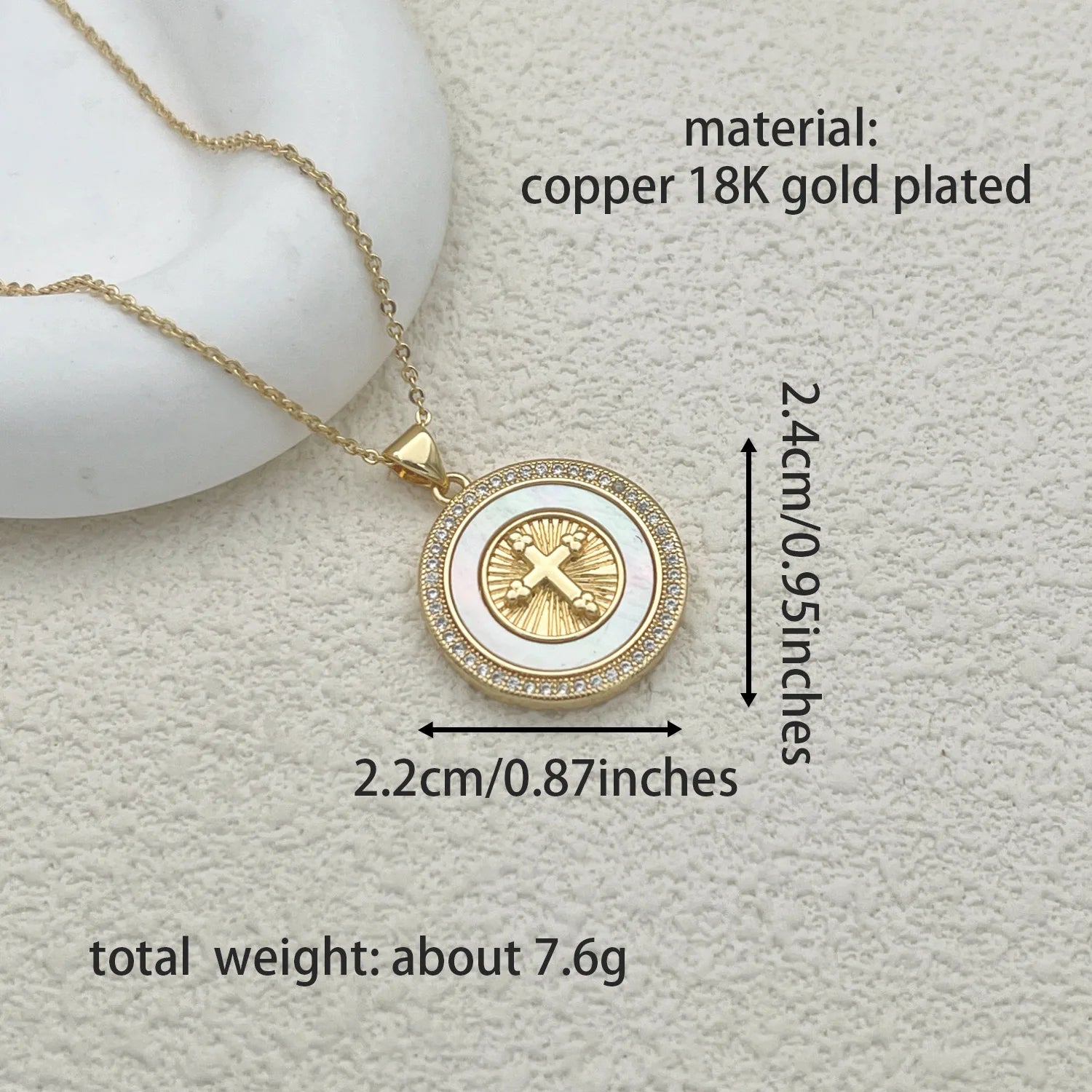 Catholic Jesus Cross Necklace – Gold Plated Copper with Saint Benedict, Virgin Mary & Zircon Details - Image 12