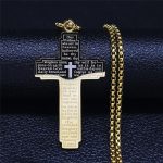 HNSP 316L Stainless Steel Cross Necklace for Men – Jesus Chain Pendant Religious Protection Jewelry