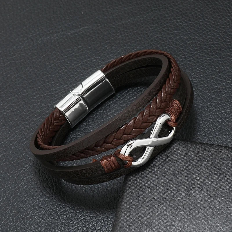 Men’s Musical Symbol Leather Bracelet – Vintage Multi-Layer Wristwear - Image 8