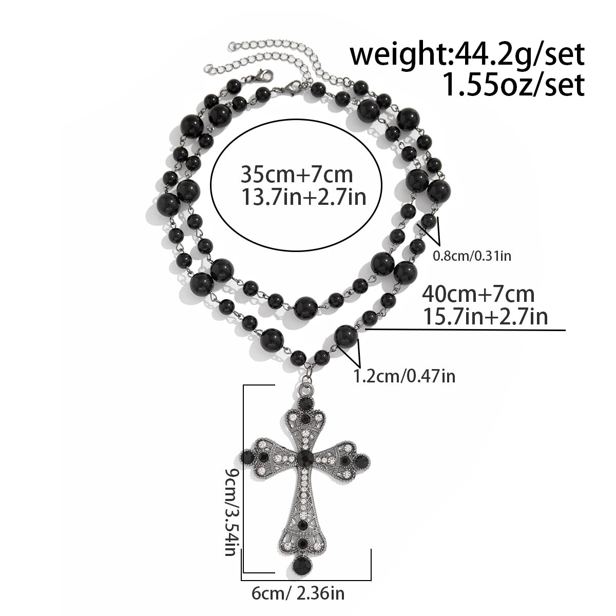 IngeSight.Z Elegant Pearl Choker & Jesus Cross Necklace - Image 3