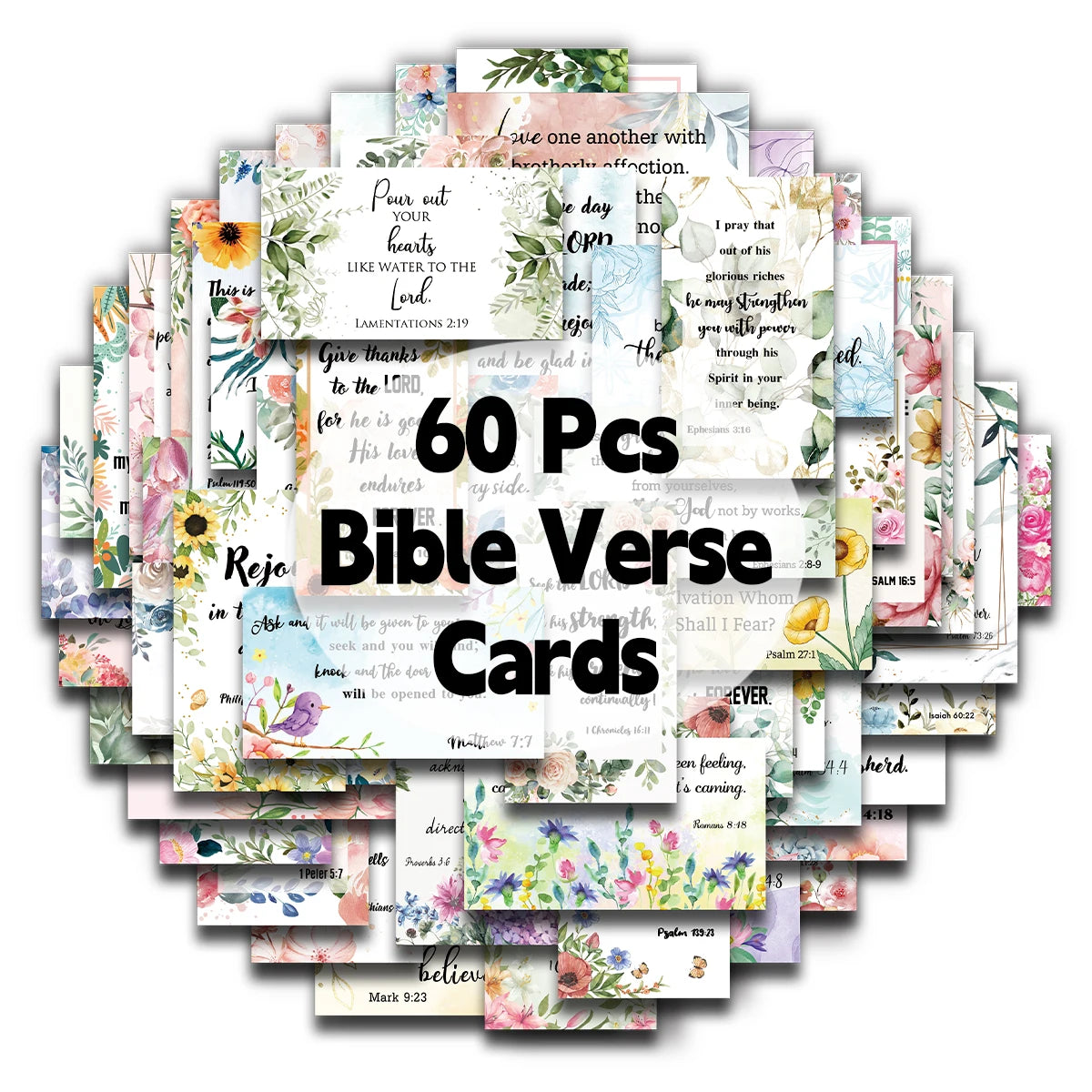 60pcs Bible Scripture & Inspirational Quote Cards