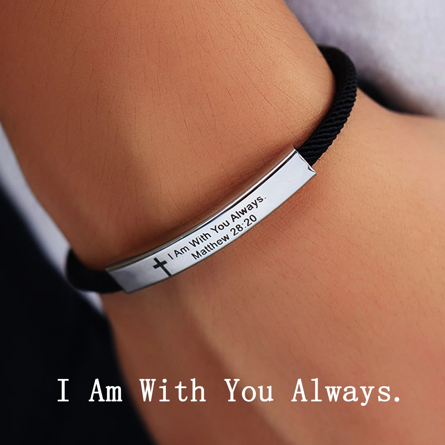 Cross Jesus Scripture Quote Bracelet – Engraved Bible Verse Stainless Steel Wristband - Image 11