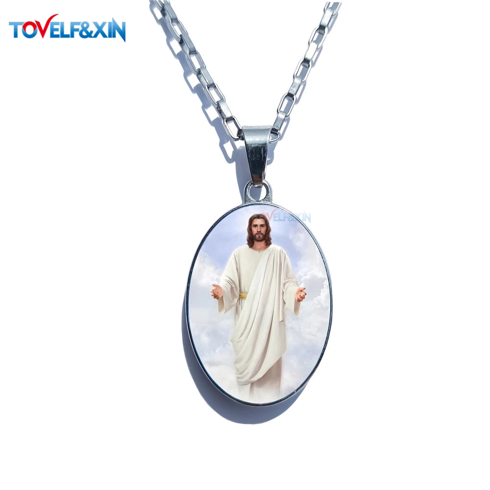 Jesus & Maria Double-Sided Pendant Necklace – Stainless Steel Christian Jewelry Gift - Image 14
