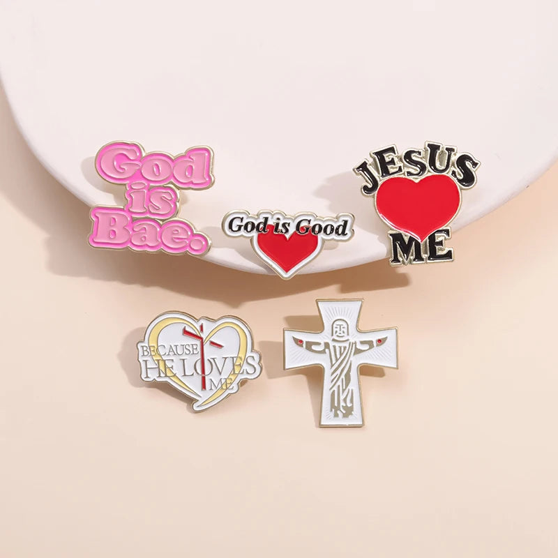 30-Piece Set Jesus Christ Faith Enamel Pins – Wholesale Christian Cartoon Brooches & Lapel Badges - Image 4