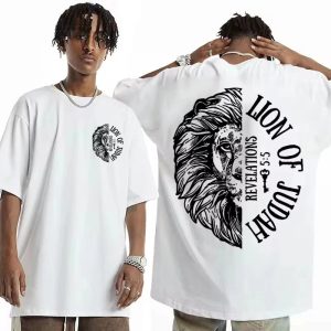 Lion of Judah "Jesus Loves You" T-Shirt – Aesthetic Christian Oversized Tee for Men & Women